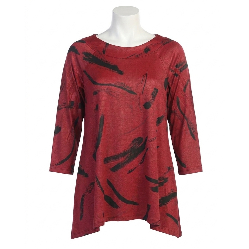 NEW JESS & JANE ripples raglan sleeve slinky top in red